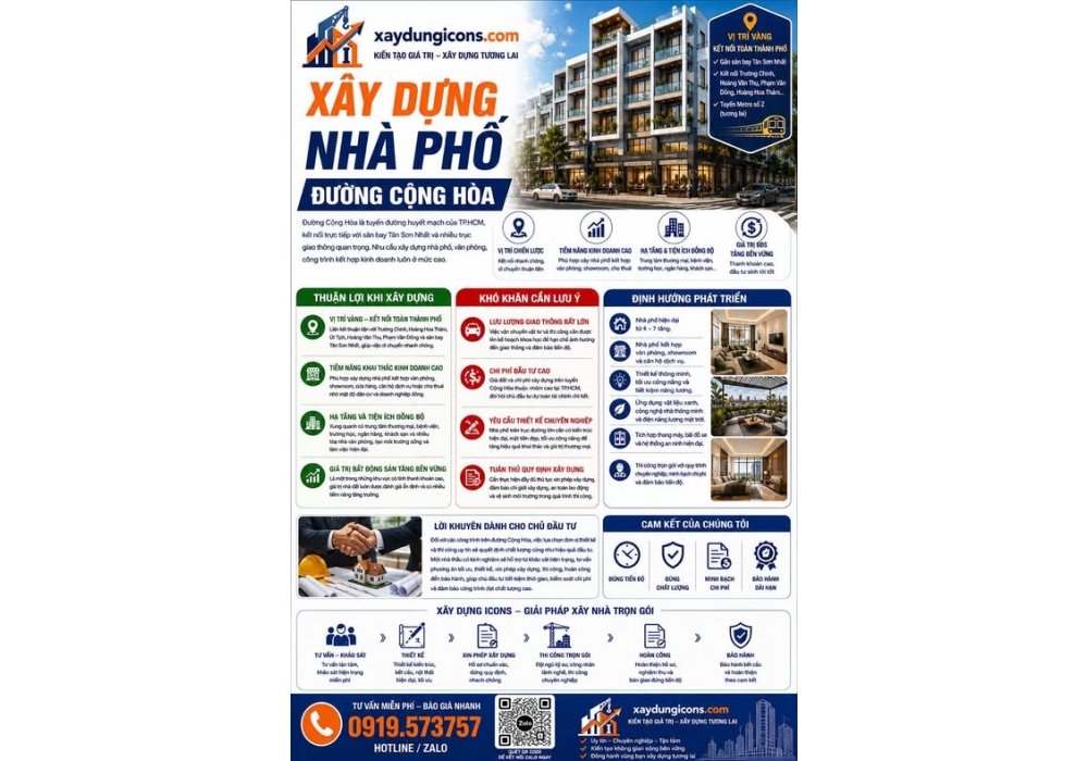 Xây dựng nhà phố đường cộng hòa – thuận lợi, khó khăn và định hướng phát triển